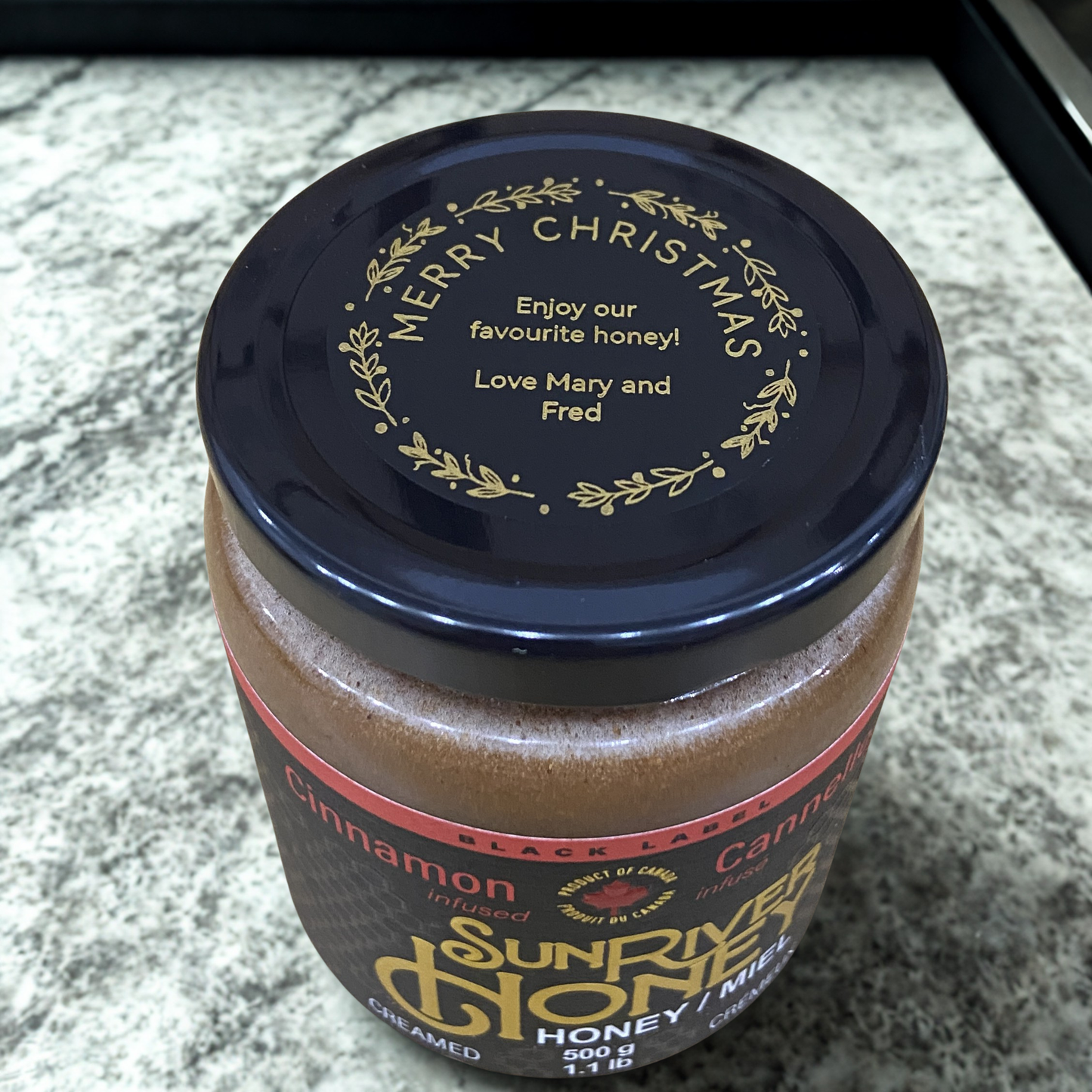 Custom Gold Printed Gift Labels on 500g Singles